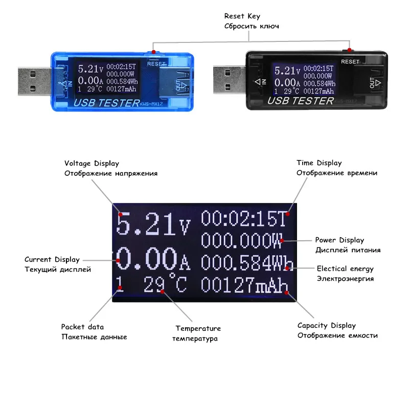 8 in1 QC2.0 3.0 4-30v Electrical power USB capacity voltage tester current meter monitor voltmeter ammeter 40% Off