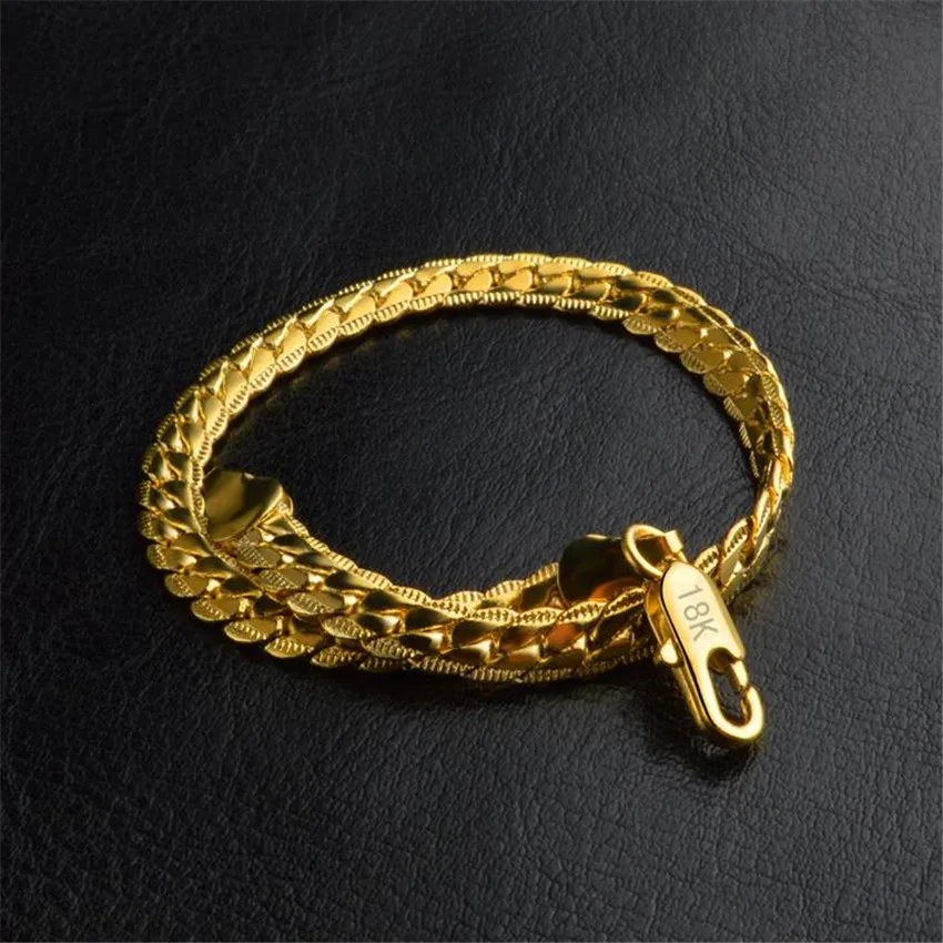 Free Shipping Hot Brand Gold Bracelet Bracelet New Design 5MM Jewelry Handmade 18 K Classic Sling Chain