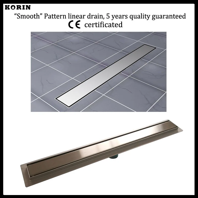 

800mm "Smooth" Style Stainless Steel 304 Linear Shower Drain, Vertical Shower Drain with flange, Floor Waste, Shower Channel