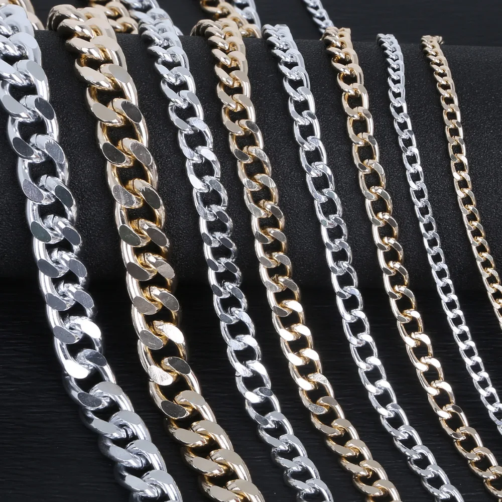 1-5 Meters Silver/Light Gold Plated Aluminum Chain Mill Chains For Clothing Belt Making Crafts DIY Decorative Sewing Accessories