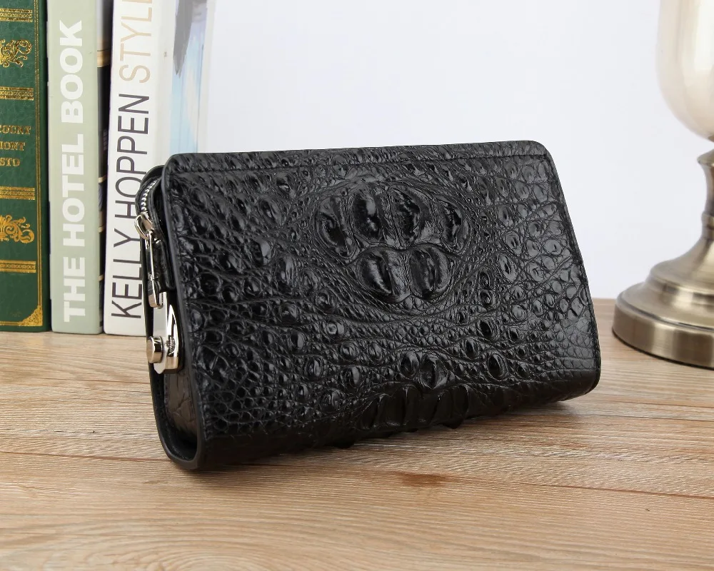 

Real genuine crocodile skin big size men wallet clutch with inner cow skin lining code locker closure men business holder