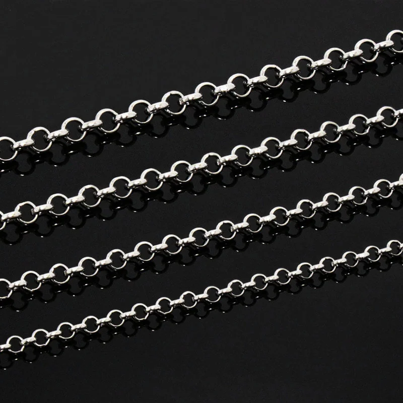 Aiovlo 2 3 4 5 6mm Stainless Steel Necklace O Link Necklace Chain Men Women Wholesale Accessories Chain for DIY Jewelry Making