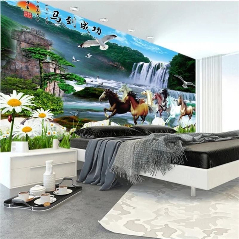 Custom wallpaper 3d photo mural horse to success landscape scenery TV background wall papers home decor papel de pared wallpaper