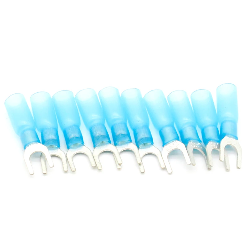 50pcs SV2-5 Blue Furcate Insulated Wiring Terminals Cable Wire Connector waterproof  Thermal shrinkable terminal  SV2.5-5 SV