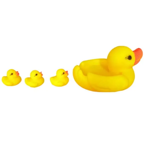 4pcs/Set Yellow Duck Elastic Simulation Squishy Yellow Ducks Bathing Toys for Funny Cute Baby Water Family Bath Toys