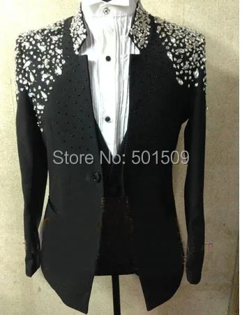 real photos handsewing bead luxury black/red/blue/pink full rhinestone glitter mens tuxedo suit/stage performance,only jacket