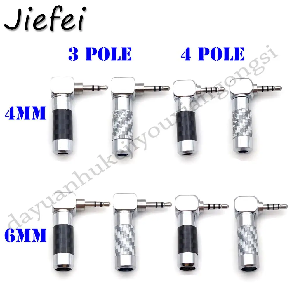 

2 шт., гнездо из углеродного волокна с родиевым покрытием, 2,5 мм, 4-полюсный аудиоразъем с зажимом, штекер для наушников, ремонт «сделай сам», кабель 4 мм или 6 мм