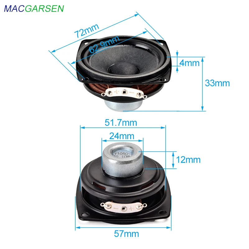MACGARSEN 2pcs Full Range Speaker 8 ohm 10W HiFi Draagbare Luidsprekers 57mm Reparatie Soundbar Mini Luidspreker DIY bluetooth Speaker