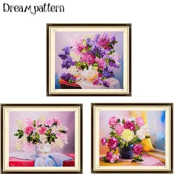 45x50cm 3D flower vase Ribbon embroidery painting set floral kits handcraft cross-stitch DIY handmade needlework wall art decor