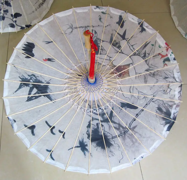 Free shipping Dia 84cm  oiled paper umbrella white lotus classical waterproof sunscreen royal umbrella chinese style umbrella