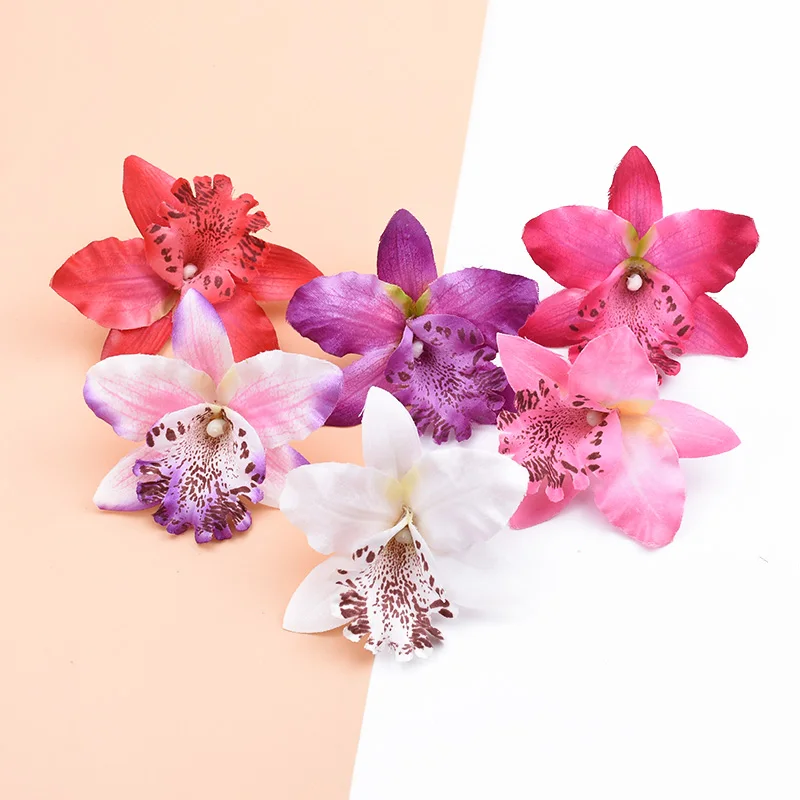 10 Pieces Artificial Flowers Cheap Silk Butterfly Orchid Home Decoration Accessories Brooch Diy Christmas Wreath Fake Plants