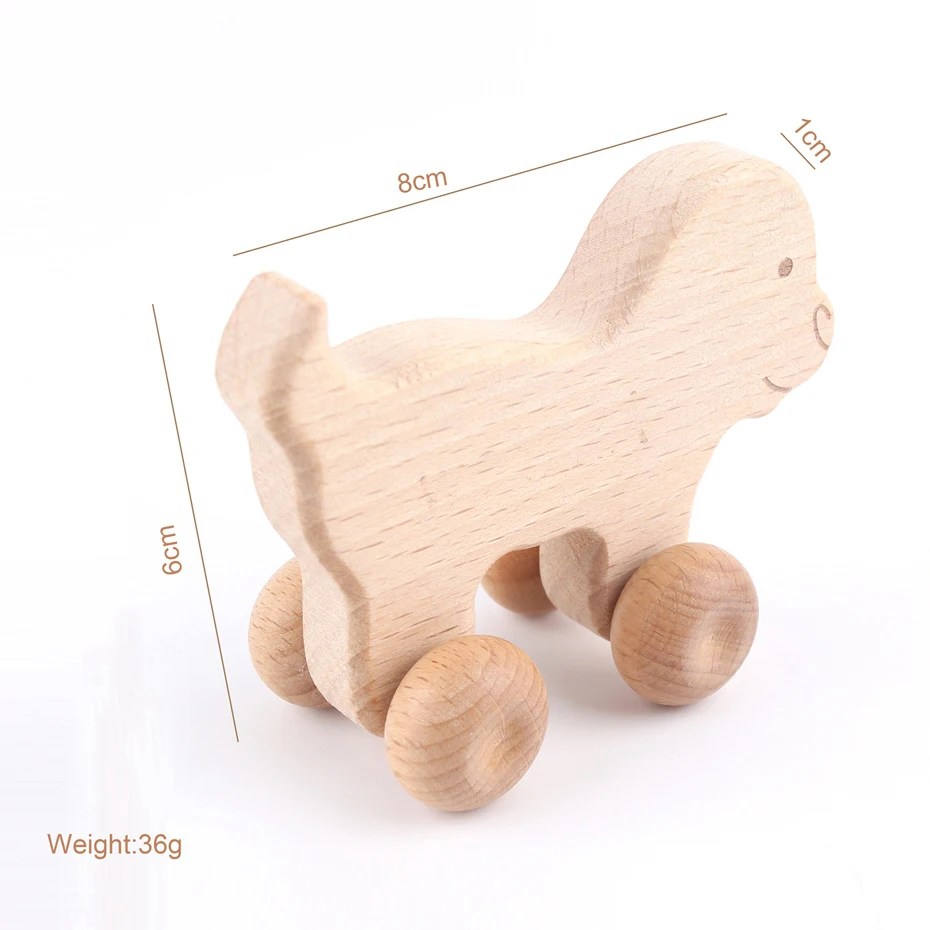 Puzzle Toys Wood Teether Beech Wooden Dog Car Cartoon Wooden Toys Grasping Teething Toys Toddler For Kids Goods Teethers Blocks