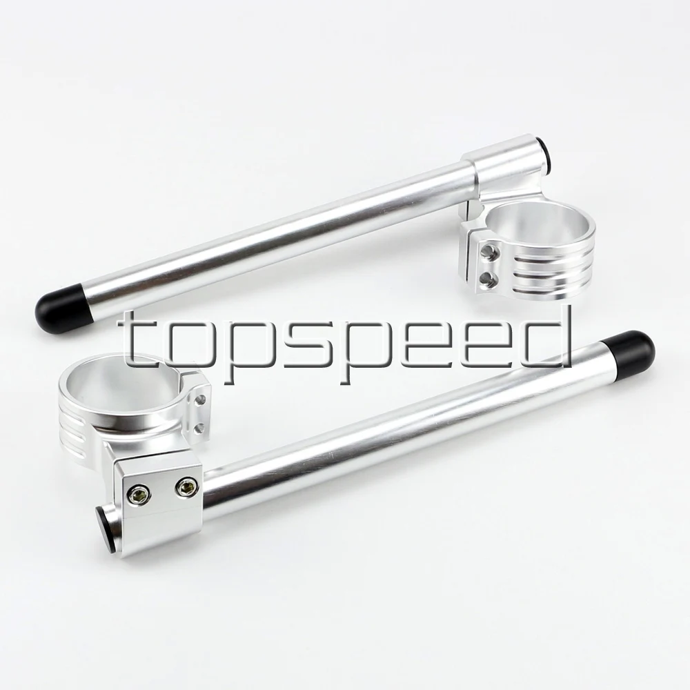 48MM Silver Motorcycle CNC High Lift Adjustable Clip Ons On Handle Bar Handlebar