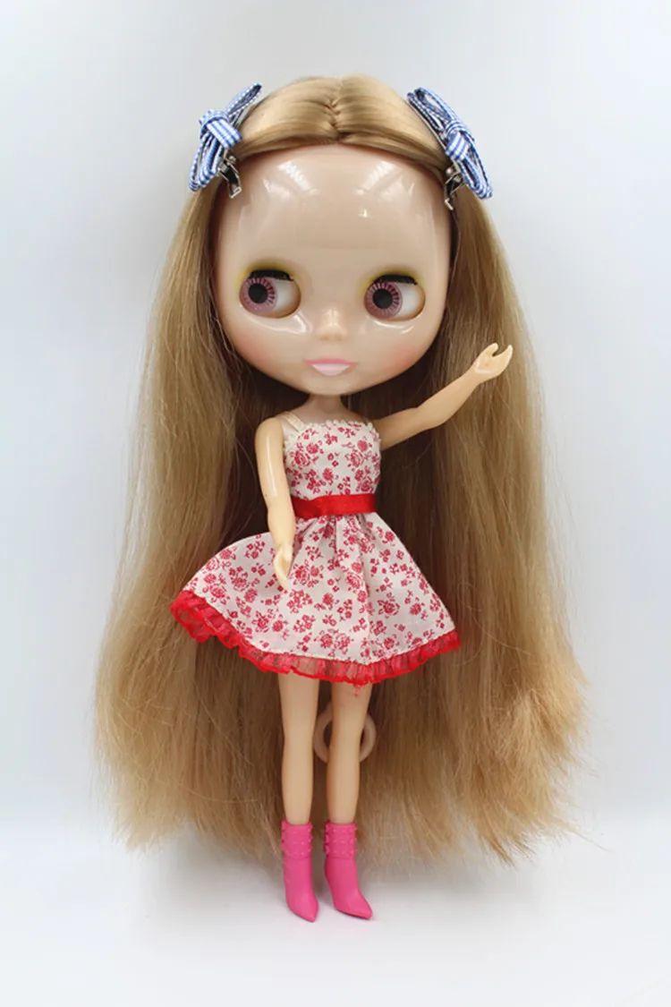 Blygirl Doll Light gold straight hair Blyth Doll body Fashion Can refit makeup Fashion doll White skin