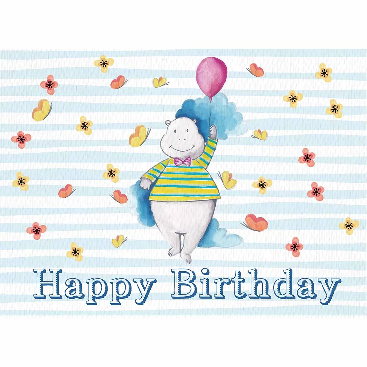 Allenjoy – arrière-plan de photographie, dessin animé, hippo, papillon, rayures, mignon, anniversaire d'enfant, photomaton, nouveau design original