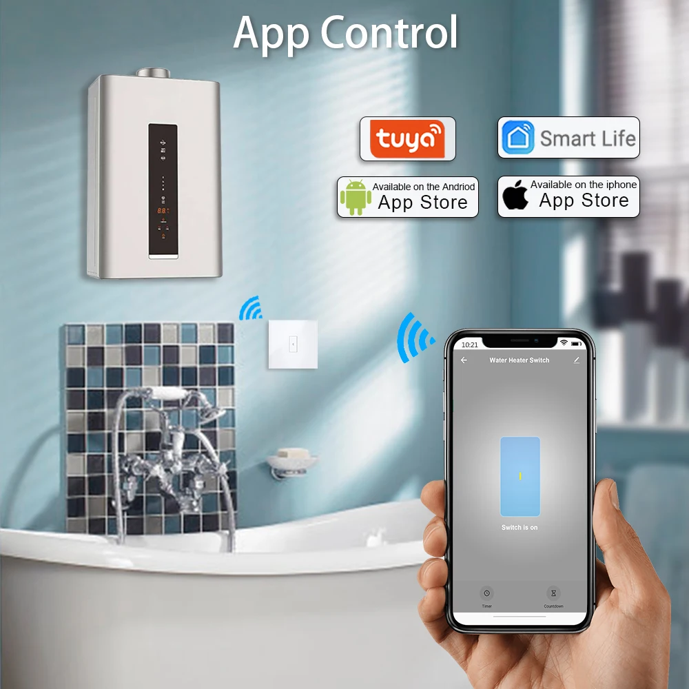 Smart Home ZigBee EU Boiler Water Heater Switch 4400W Tuya App Remote Control ON OFF Timer Voice Control Google Home Alexa MQTT