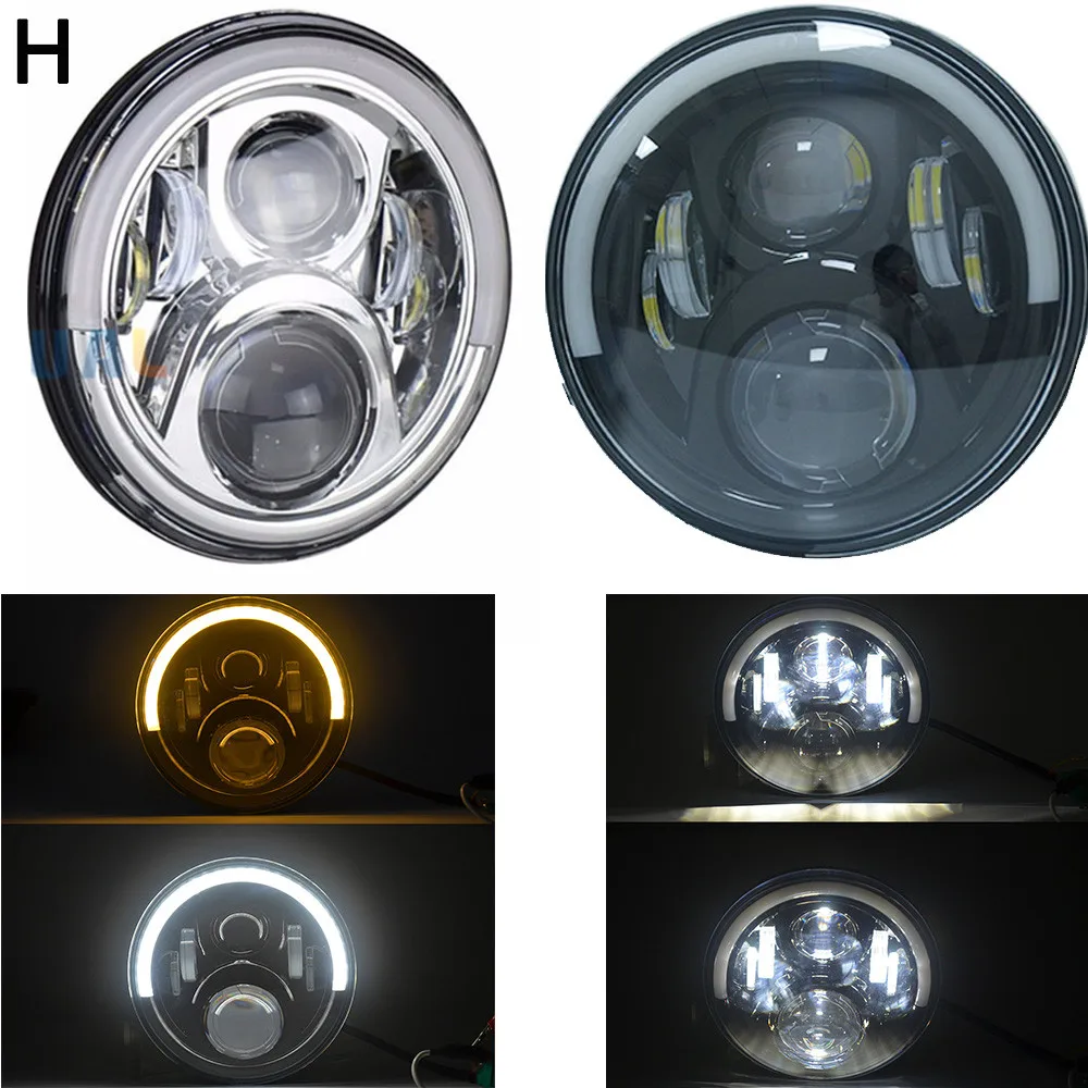 7Inch Round Led Motorcycle Headlight DOT SAE E9 60W Moto Halo HeadlampHeadlamp with 7\