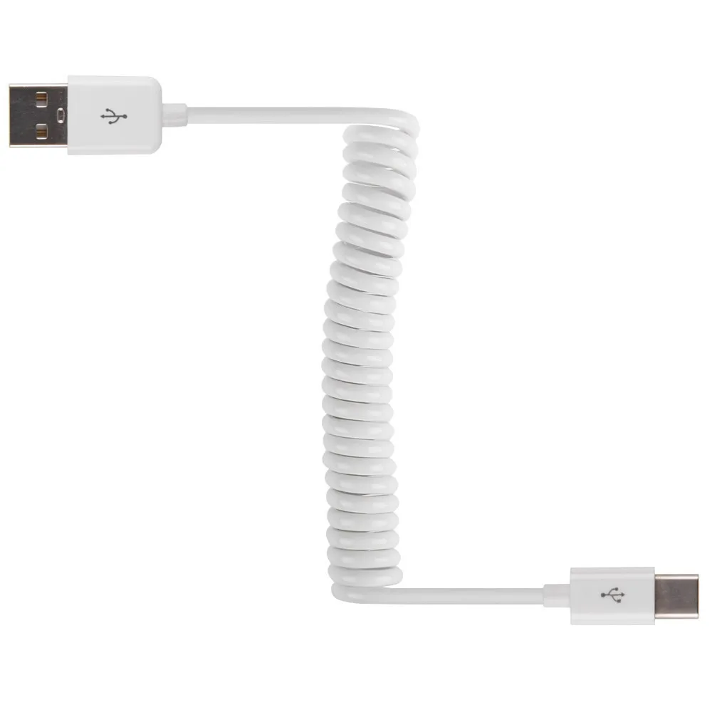 3M Spring Coiled retractable flex usb male to usb type c cable usb-c data charging for letv le1 Max Pro oneplus two 2