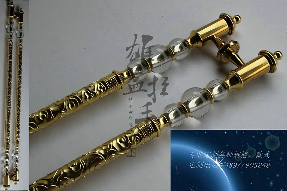 Antique clouds craft carving titanium color Handle hotel clubs in the hands of European high-grade crystal pull handle