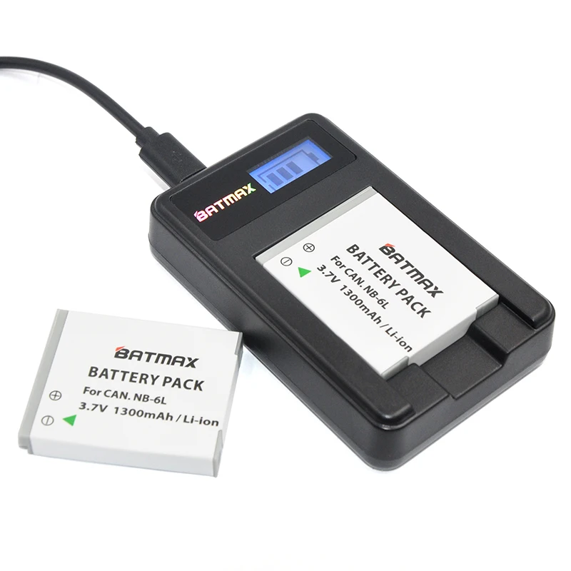 2Pack 1300mAh NB-6L NB-6LH NB6L Batterien + USB LCD Ladegerät für CANON Digital IXUS 85 IST PowerShot S90 digital IXUS 95 IST Kamera