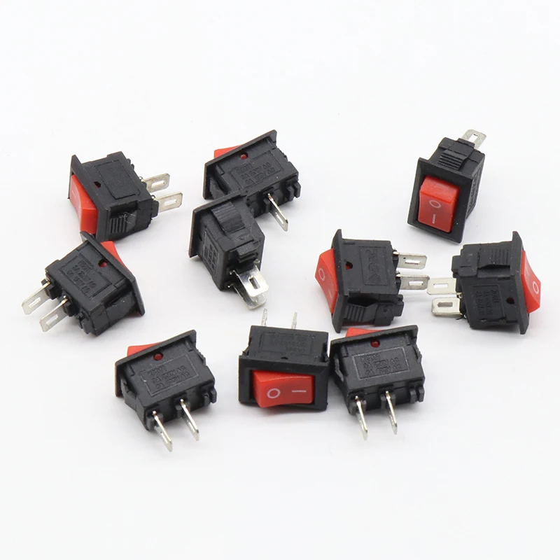 10pcs/lot RED 10*15mm SPST 2PIN ON/OFF G125 Boat Rocker Switch 3A/250V Car Dash Dashboard Truck RV ATV Home