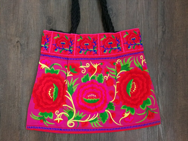 New Double-sided embroidery Ethnic bags Vintage large size canvas bag woman bag casual shoulder bags