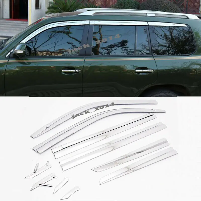 

ABS Chrome Window Sun Visor Vent Wind Rain Guard For 2010-2016 TOYOTA Land Cruiser