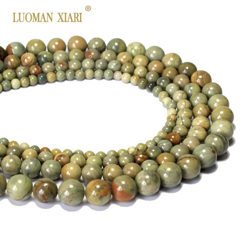 AAA+ Silver Leaf Jasper Natural Stone Jade Beads For Jewelry Making DIY Bracelet Necklace Material 4/6/8/10 mm Strand 15''