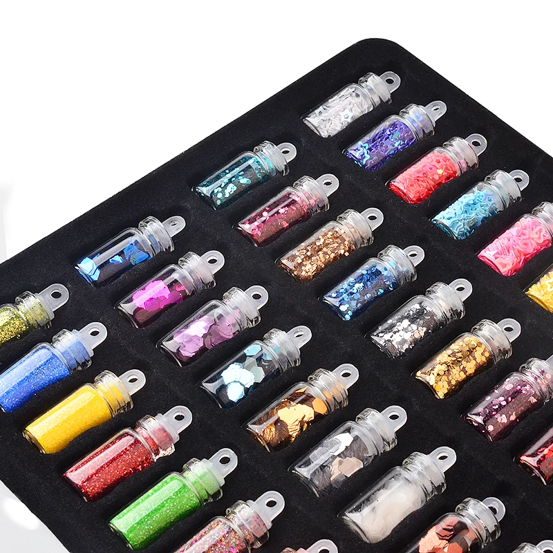 48 Bottles/Set Nail Art Sequins Glitter Powder Manicure Decoral Tips Polish Nail Stickers Mixed Design Case Set