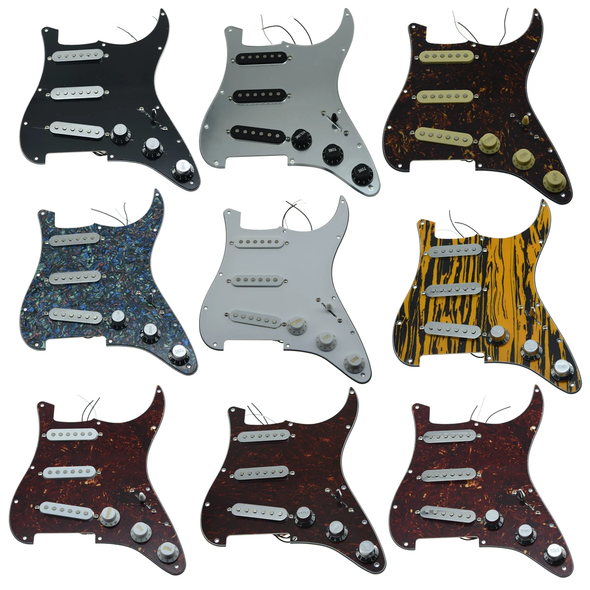 KAISH Various Loaded SSS Pickguard for Strat Prewired ST Pickguard with Pickups for Strat Fits for Fender