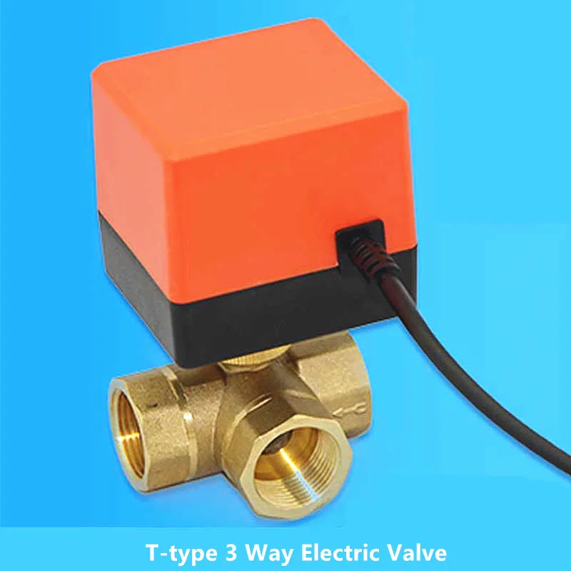 

AC220V T-type electric Motorized three-way Floating ball valve,Electric Control Brass actuator valve Thread G1/2 G3/4 G1,J19087