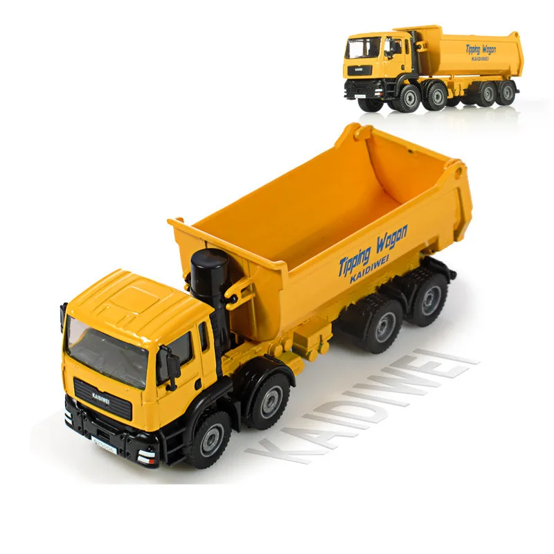 KAIDIWEI Alloy engineering car model toy all alloy 1:50 dump truck eight wheel truck toy model kid toys gift Yellow