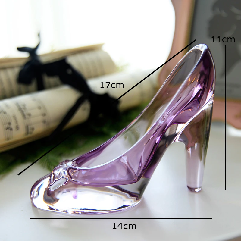 Crystal shoes glass slipper birthday gift home decor Cinderella High-heeled shoes Wedding shoes figurines miniatures ornament image 3