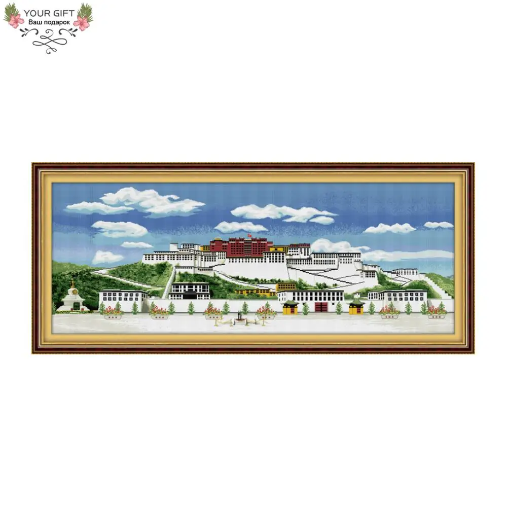 

Набор для вышивки крестом Joy Sunday-Potala Palace, китайский домашний декор, Счетный штамп, F057