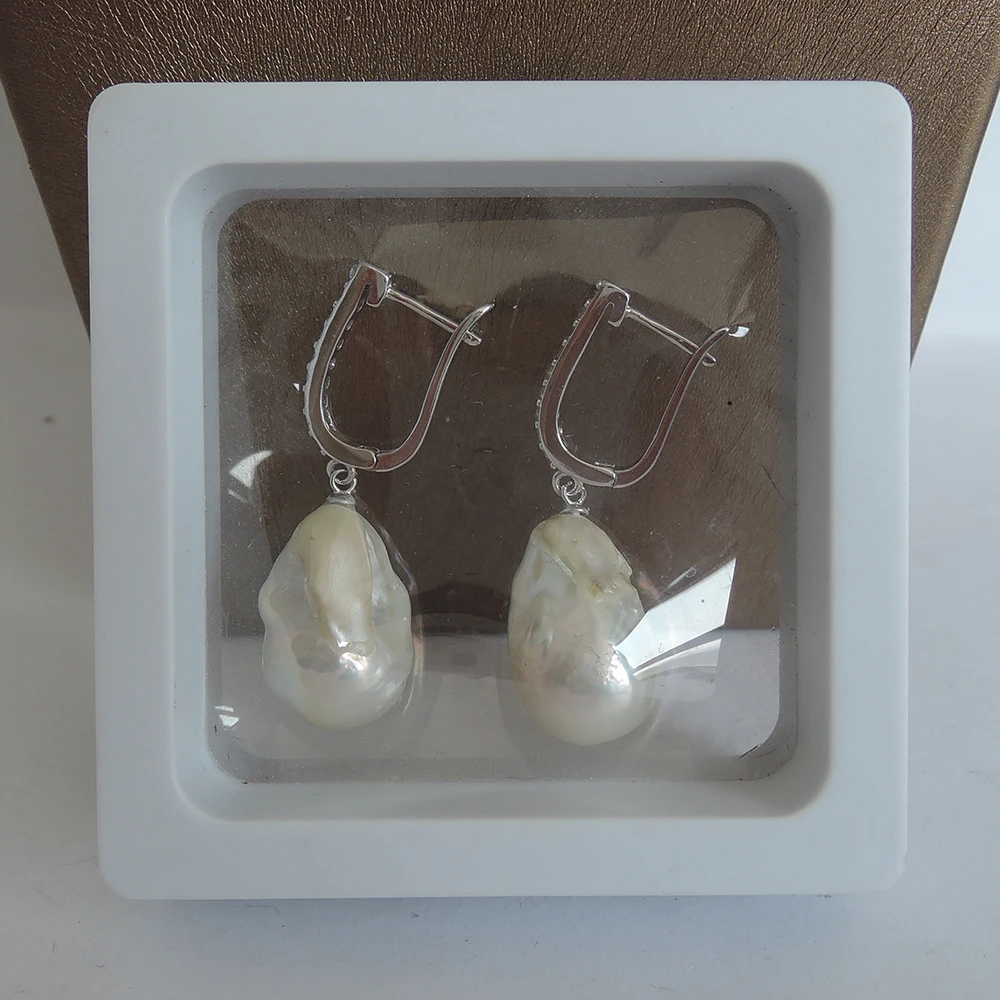 100% nature freshwater pearl earring 13-25 mm big baroque pearl earring A grade baroque pearl back side have repaired