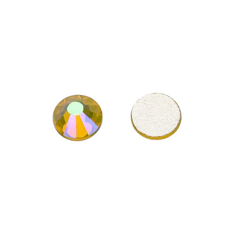 SS10-SS20 4Sizes Lemon Yellow/Citrine AB Flat Back Nail Art Rhinestone Non-Hotfix Crystal Glue-On Glass Strass Stone Decorations