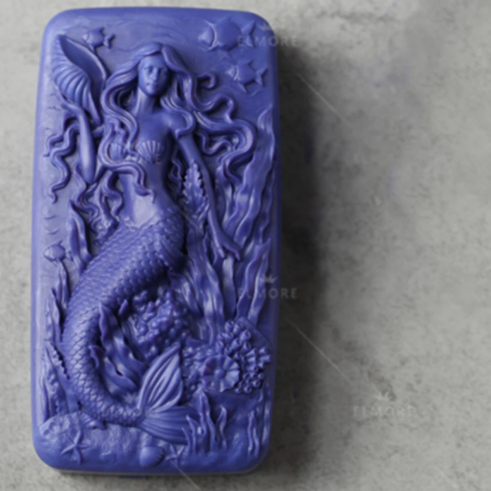 Silicone soap mold  mermaid aquatic starfish shells molds chocolate moulds candle mould cake decorations baking tools