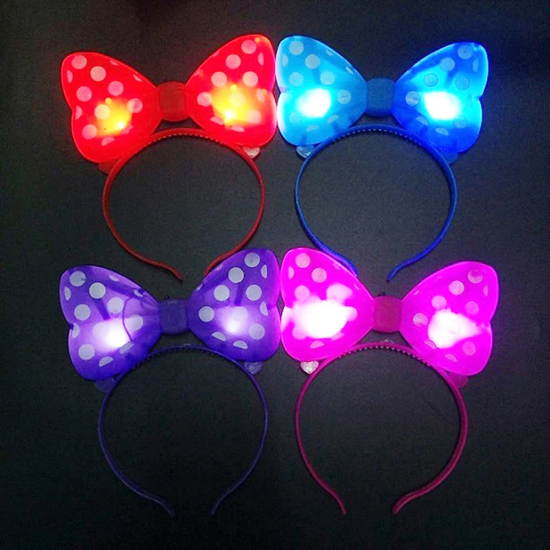 Blinking Flashing Glowing LED Bow headband light up for KTV BAR Night SHOW Party decorations Children's day kid's day toys gifts