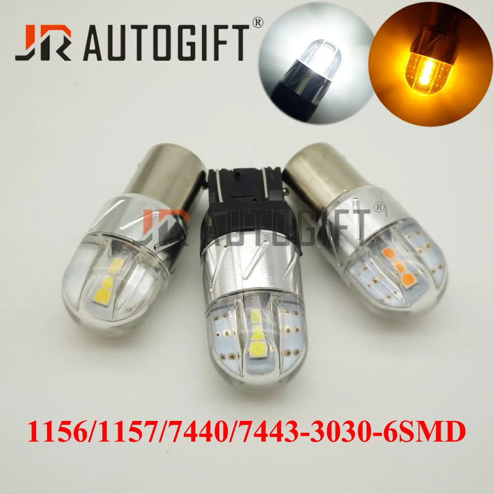 

10pcs 1156 LED BA15S P21W S25 6 smd 3030 Chips 1157 BAY15D T20 7440 7443 White Red Yellow Car Brake Lights Turn Signal Lamp DRL