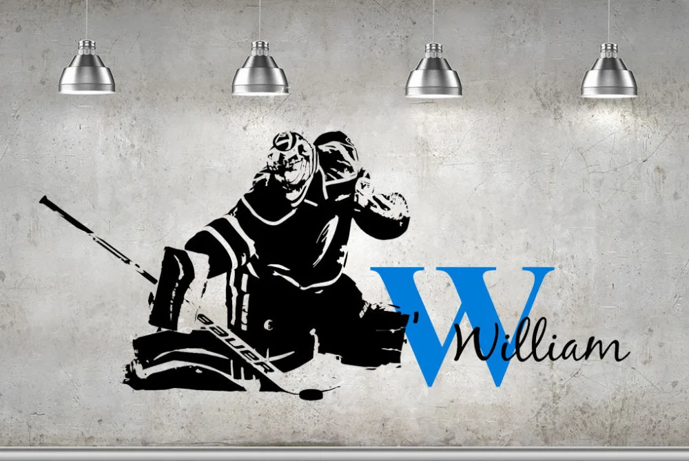 

Custom Name Hockey Goalie Decal ice hockey goaltender Personalized name Hockey Player Decor wall art vinyl sticker Mural A201