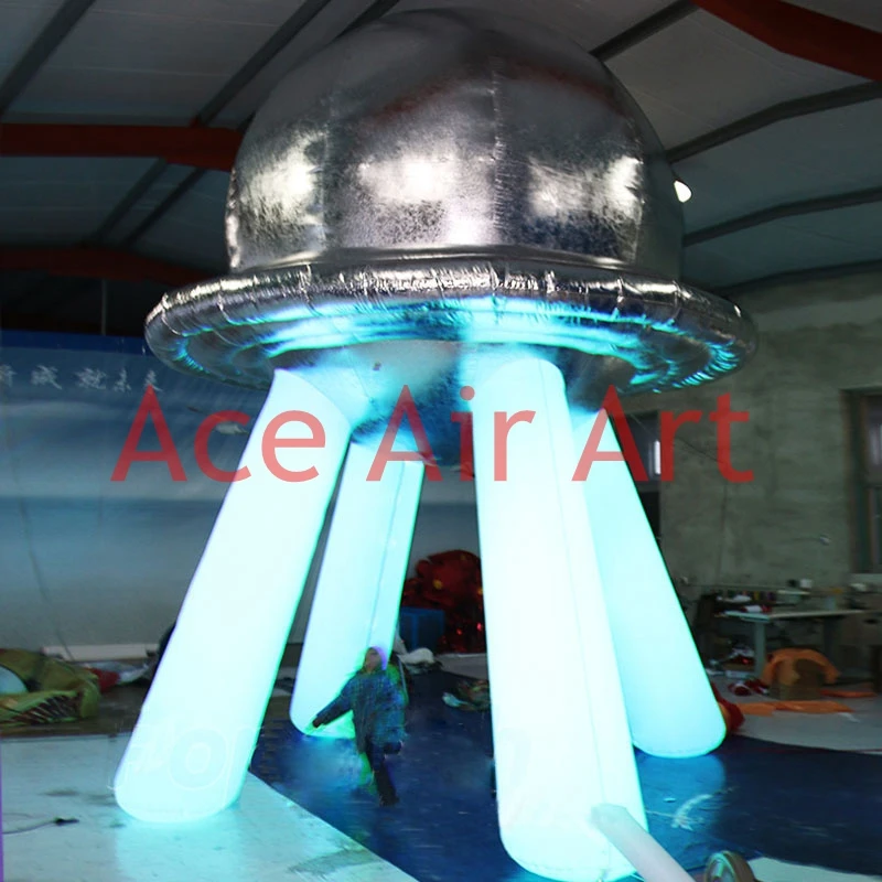 

Giant Inflatable UFO Dome, Silver Flying Saucer Dome ,Air Blown UFO Model with Lights