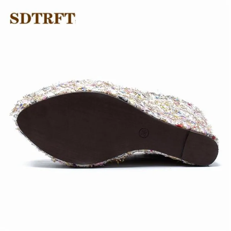 SDTRFT zapatos mujer Round Toe 15cm High-Heeled platform woman SM shoes wedding wedges pumps Small yards:30 31 32 33 34-42 43