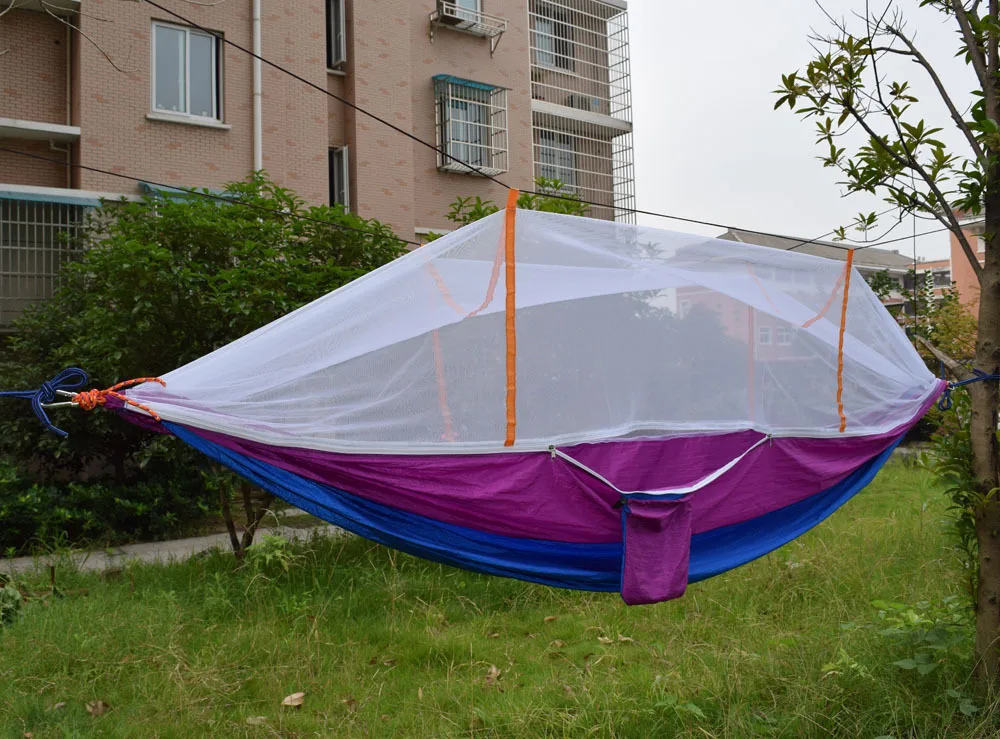 Double Hammock With Mosquito Net  Camping Survival Mosquito Net Hammock Parachute Cloth Portable Hammock 260*140 CM