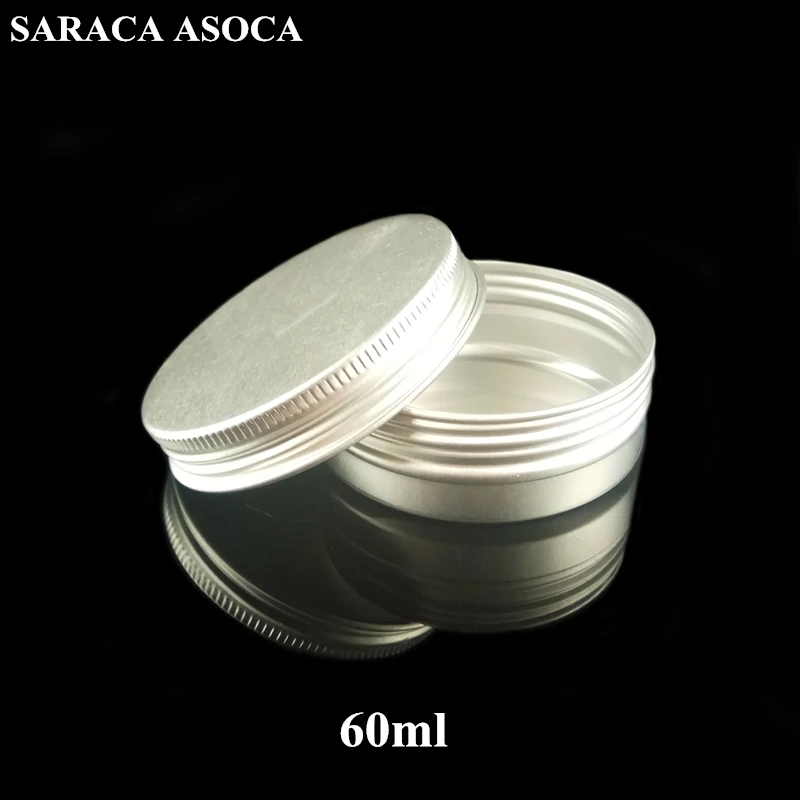 

60ml Empty Refillable Aluminum Jars 60g Silver Metal Tin Cosmetic Containers Crafts 2oz Small Aluminum Box 430PCS/LOT