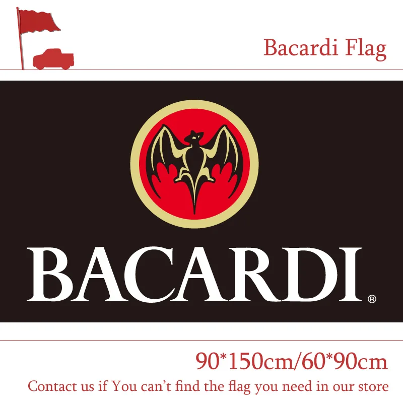 Bacardi Cerveza Superior De Color Rojo Y Blanco De Seda, Cartel Grande De Banderas De La Bandera, 90x150cm, 60x90cm