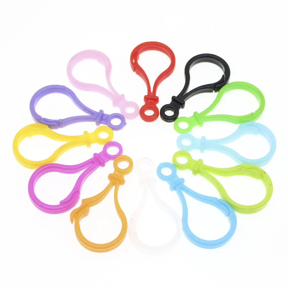 CHONGAI 50pcs New Plastic Multicolor acrylic clasps colorful omnipotent buckle Key ring DIY chaining Luggage accessories