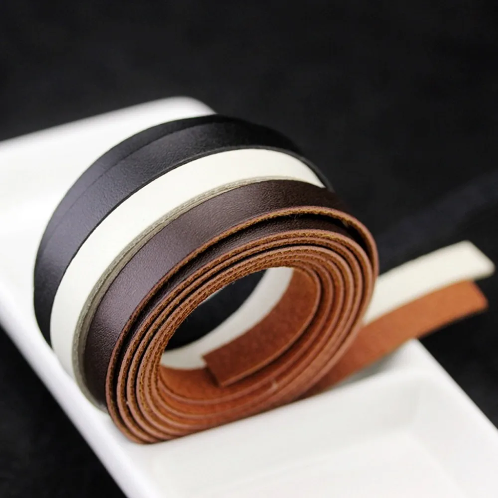 

5mm-8mm-10mm-15mm-20mm-25mm-30mm Brown/White/Black Oil-Faux PU Leather Medium Strap Strip Hide