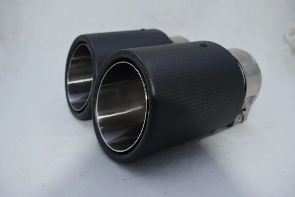 Inlet51/54/57/60/63/80 مللي متر المخرج 76/89/101/114 مللي متر 304 الفولاذ المقاوم للصدأ ألياف الكربون العادم تلميح خمار ماسورة العادم #4