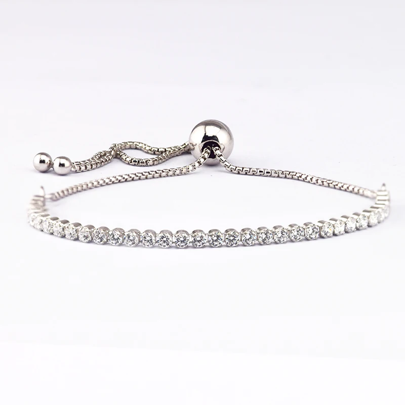 

Sparkling Strand Bracelets with Clear CZ 100% 925 Sterling Silver Fine Jewelry For Women Wholesales Free Shipping