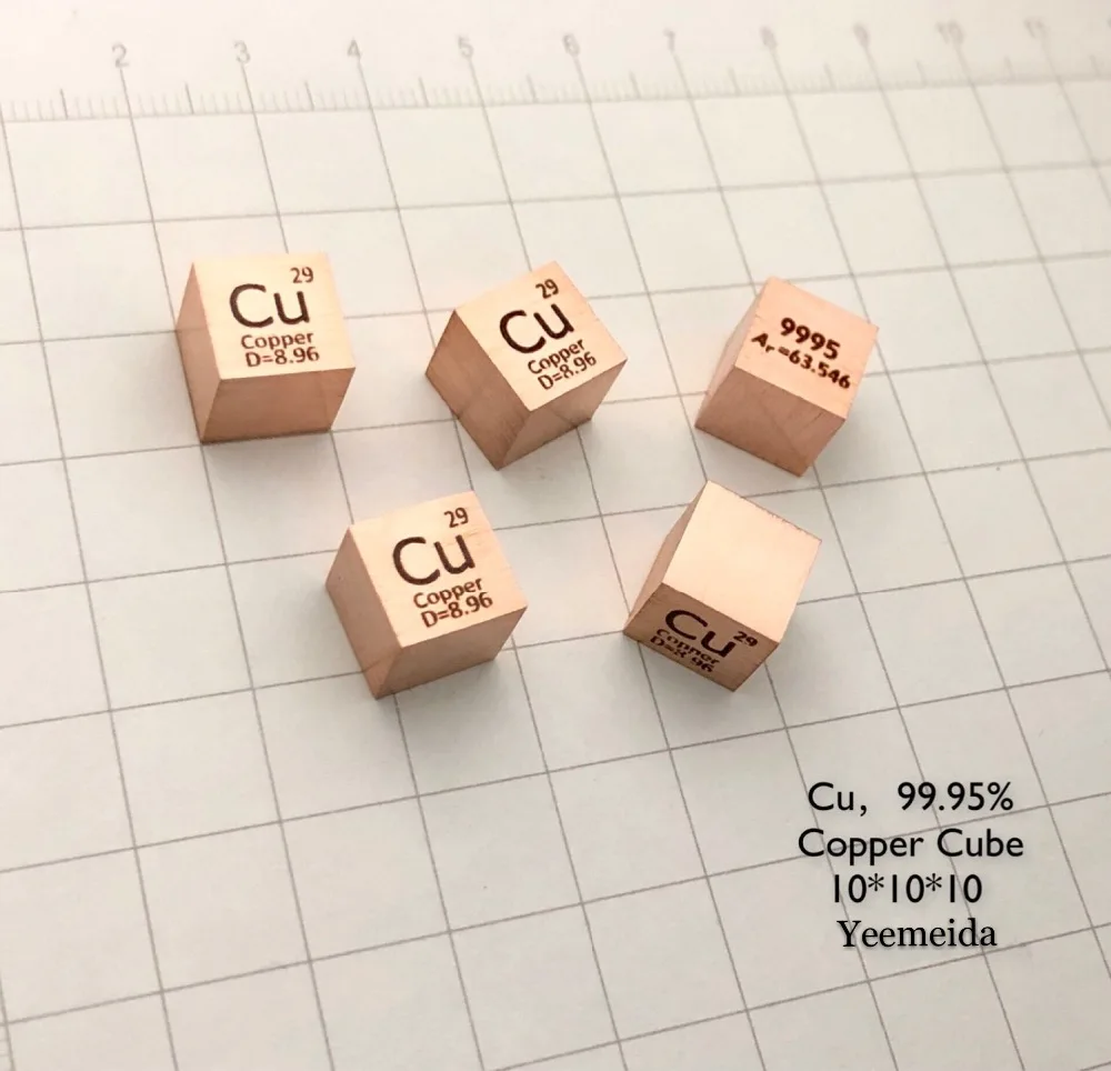 10mm Density Copper Cube Cu 99.95% Pure for Hobbies Element Collection DIY Crafts Display